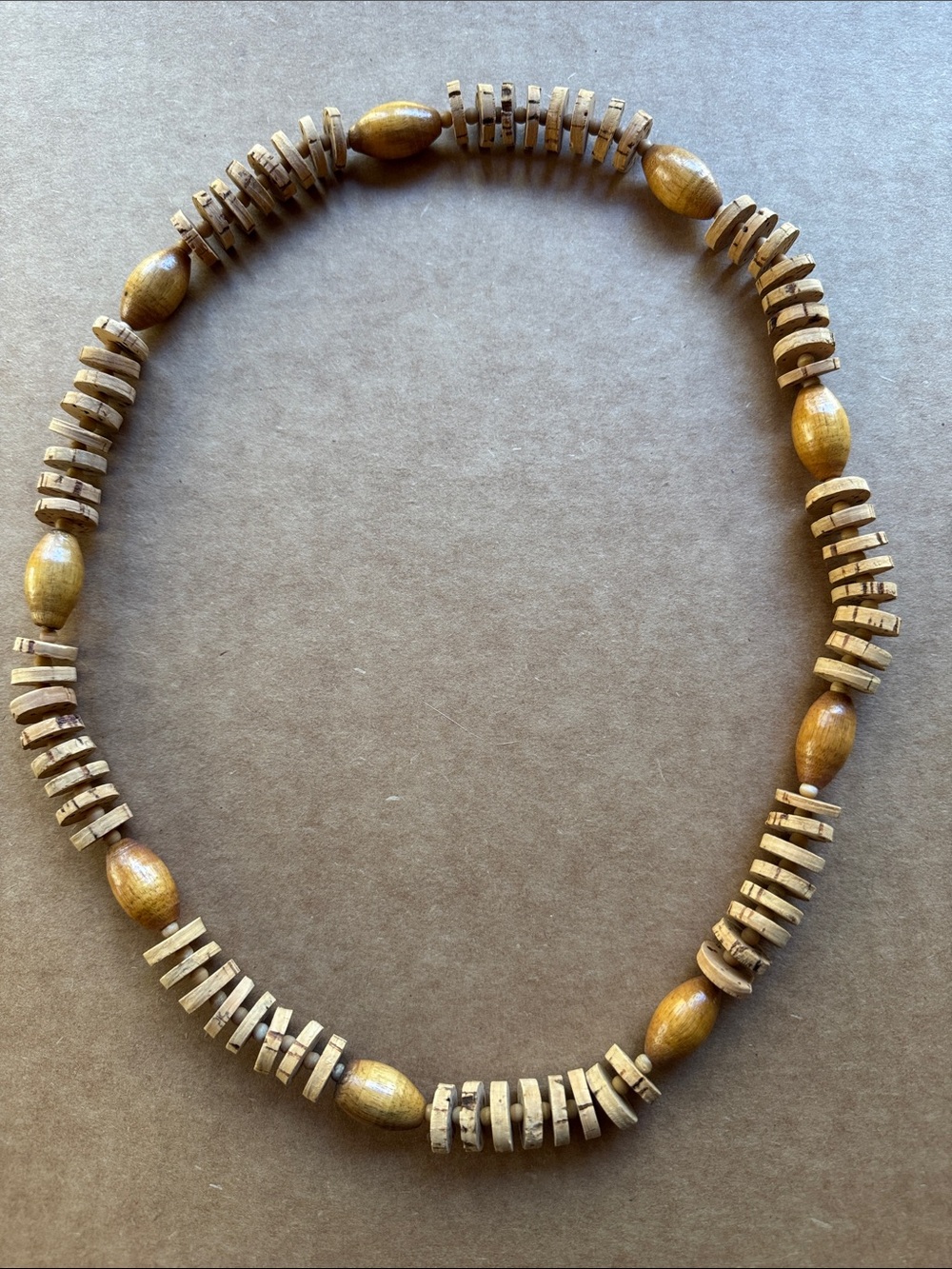 Vintage Cork & Wooden Bead Statement Necklace